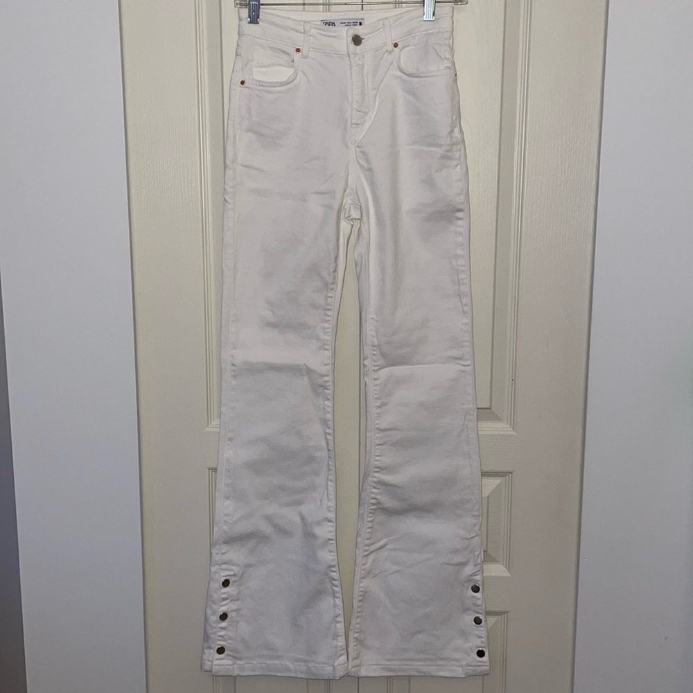 Zara flared white jeans